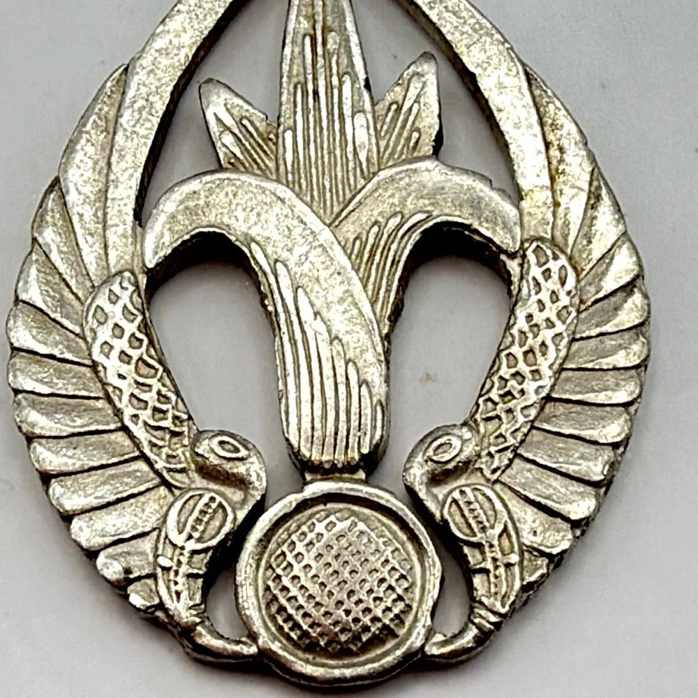 Antique Victorian Egyptian Silver Lilly Flower Serpents Pendant Hallmarked